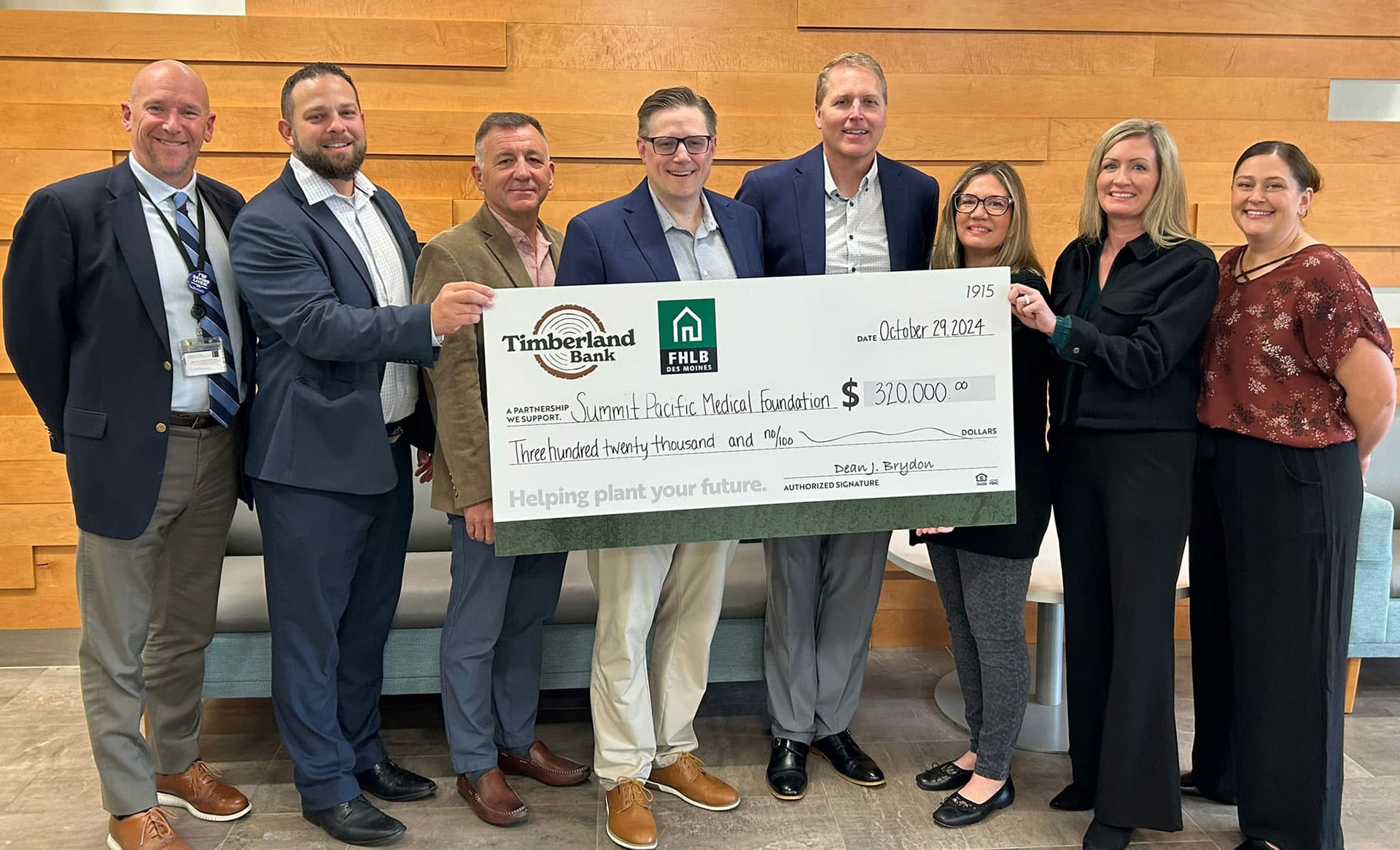 Timberland Bank Grant Check Presentation
